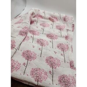 Lollypop Pink White Floral Trees Baby Swaddle Blanket Muslin